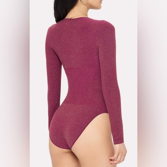 Fabletics + Yitty Nearly Naked Luxe Shapewear LS Bodysuit | XS-S| Wine Glitter - Picture 2 of 9
